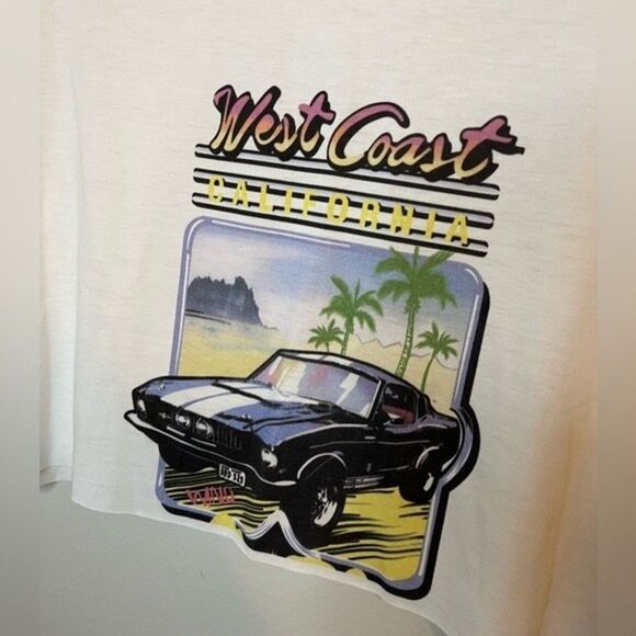 SHEIN White West Coast Graphic Crop Top Size Large - Picture 3 of 5